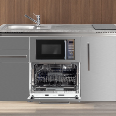 Minikeuken DESIGNLINE 150 cm RVS-INOX met 4 toestellen