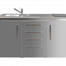 Minikeuken DESIGNLINE MDS4 150 RVS - Inox koelkast inductie