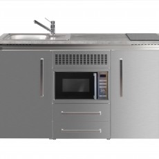 Minikeuken DESIGNLINE MDM 150 RVS - Inox met 3 toestellen